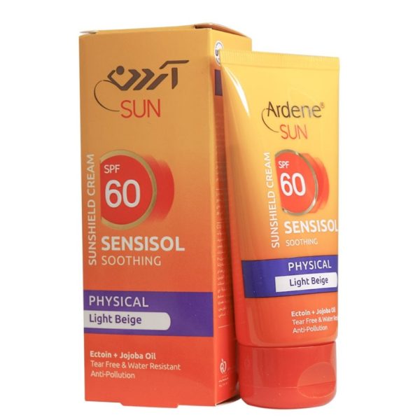 کرم ضدآفتاب SPF60 رنگی بژ روشن فاقد جاذب های شیمیایی مناسب پوست حساس آردن