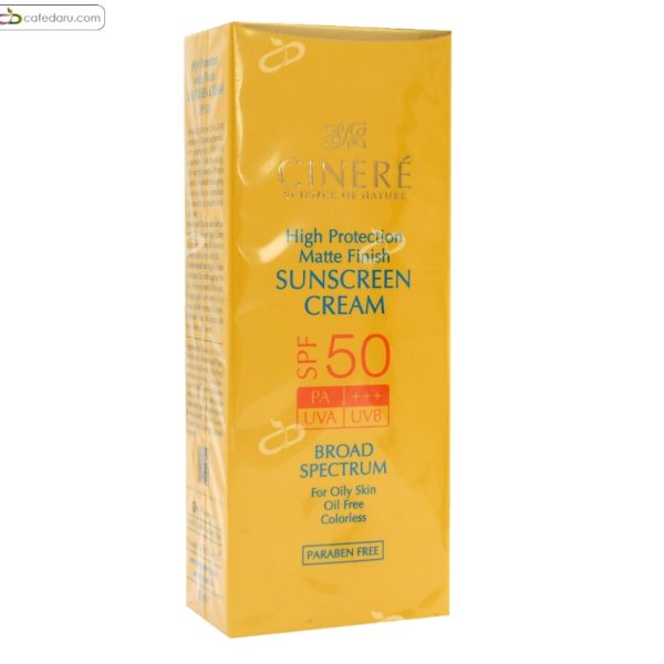 کرم ضد آفتاب بی رنگ SPF 50 سینره مناسب پوست های چرب 50 ML