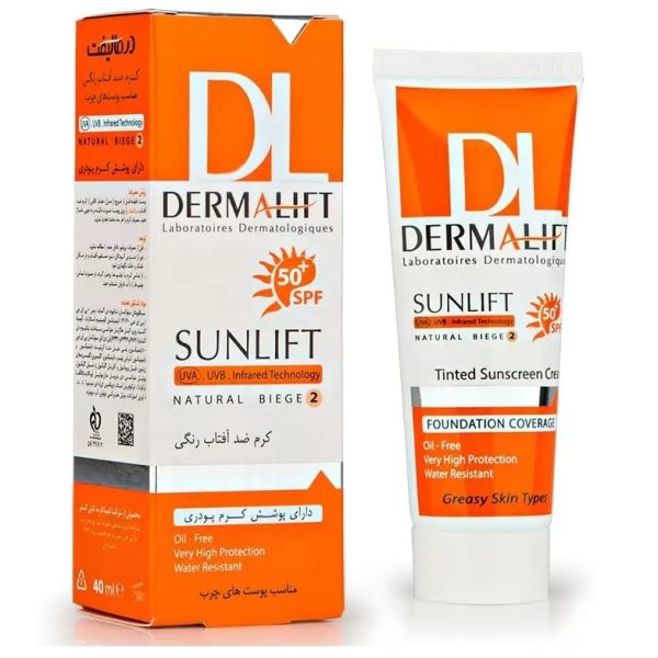 کرم ضدآفتاب رنگی SPF 50 درمالیفت پوست چرب 40 ML